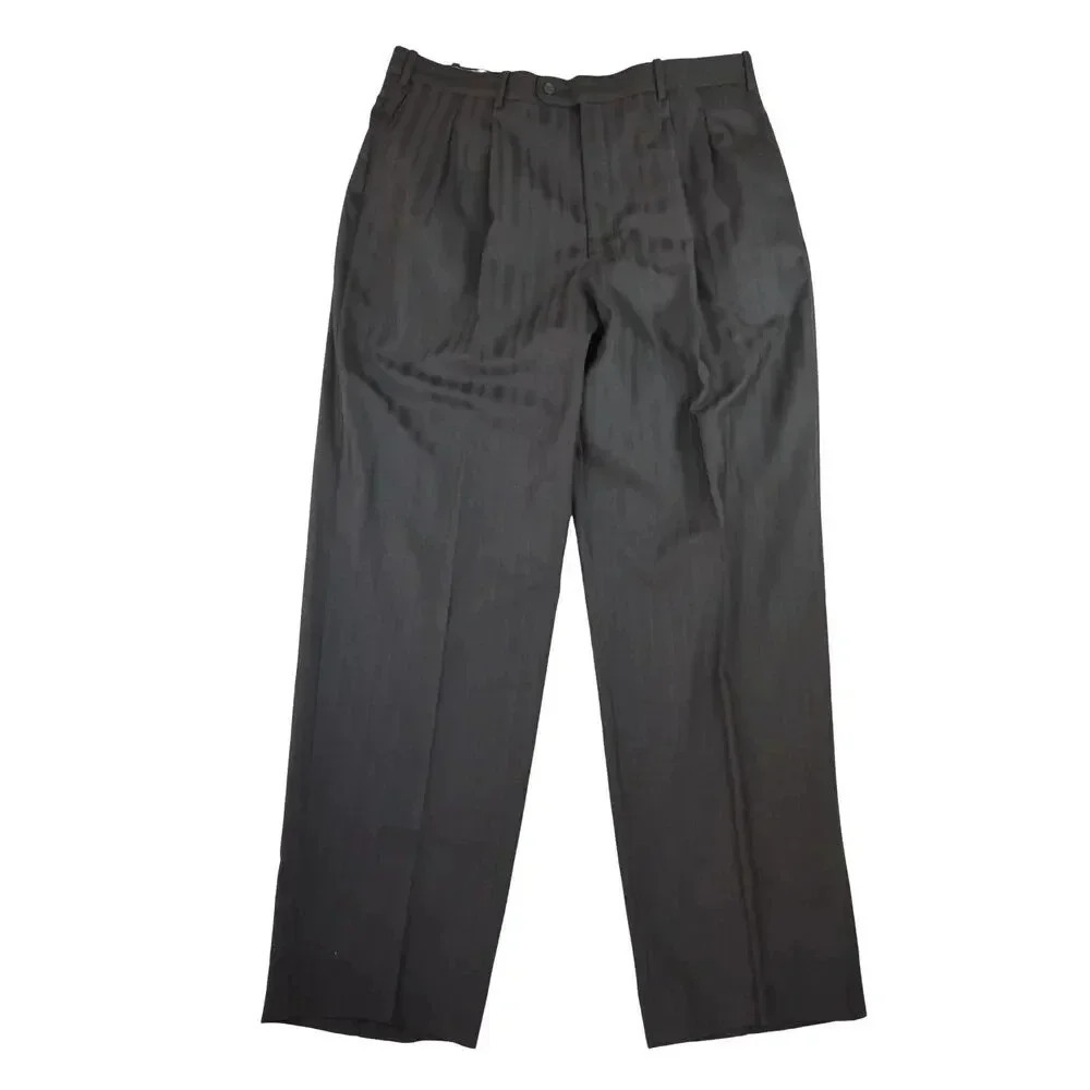 VTG Phat Farm Premium Dress Pants Mens 42 Long Slacks Brown Plaid Satin Pleat